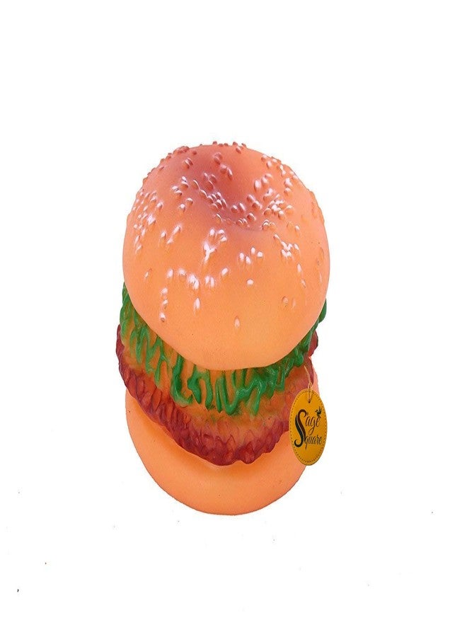 Sage Square Squeaky Vinyl Chew Latex Burger Dog Toy, Small -Multi Color - Image 1